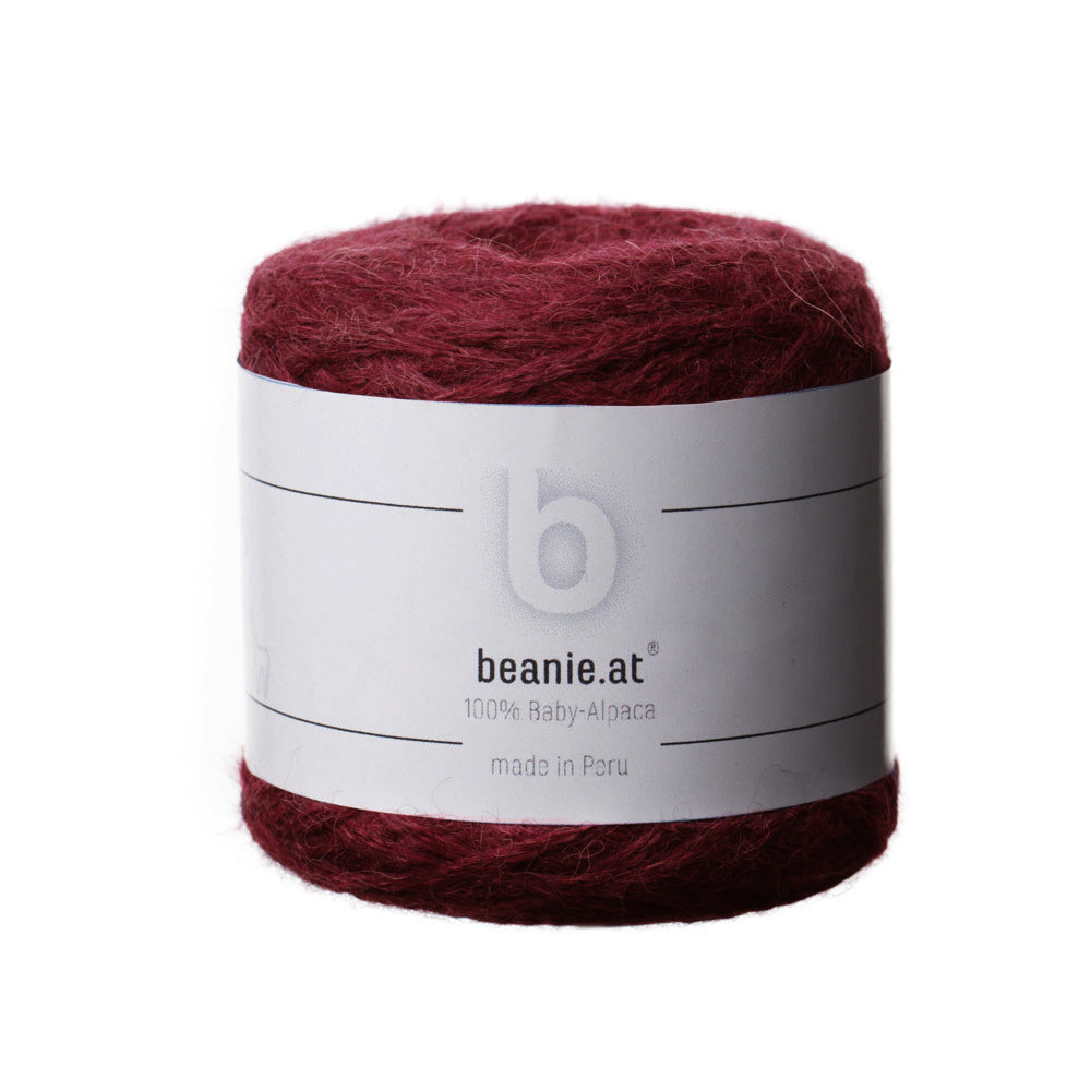 Beanie.at exklusiv 100% Baby-Alpaka Wolle weinrot